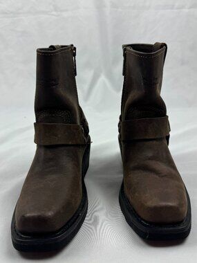 Harley Davidson Mens El Paso Boots Brown Leather Harness Size 5 Square Toe